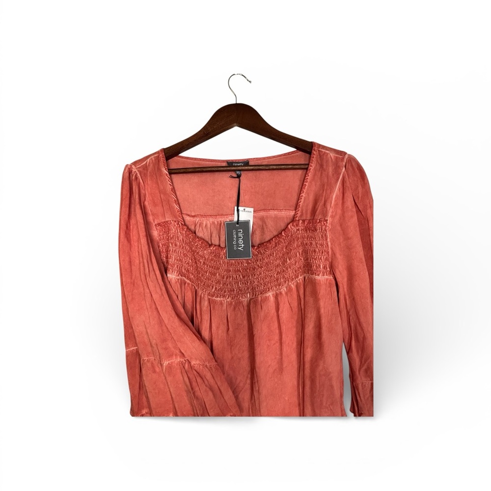 Ninety Clothing Co Smocked Peasant Blouse – Rust – Women’s (NWT) - Picture 3 of 9